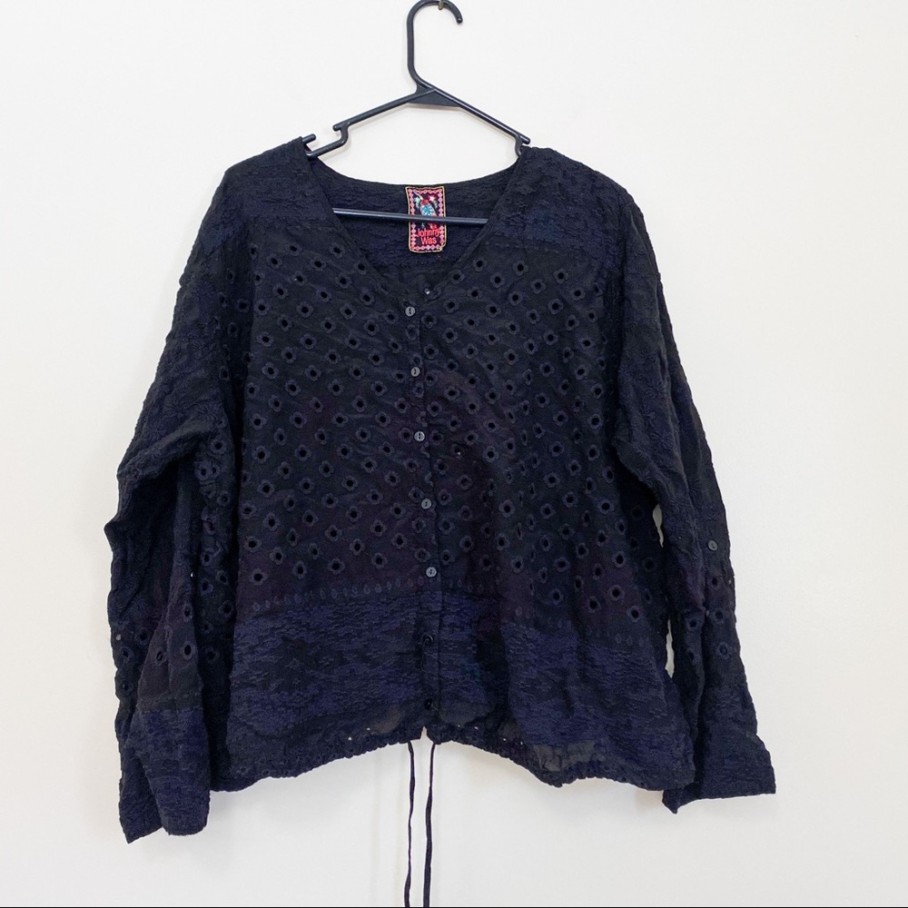 Johnny Was Eyelet Embroidered Blouse